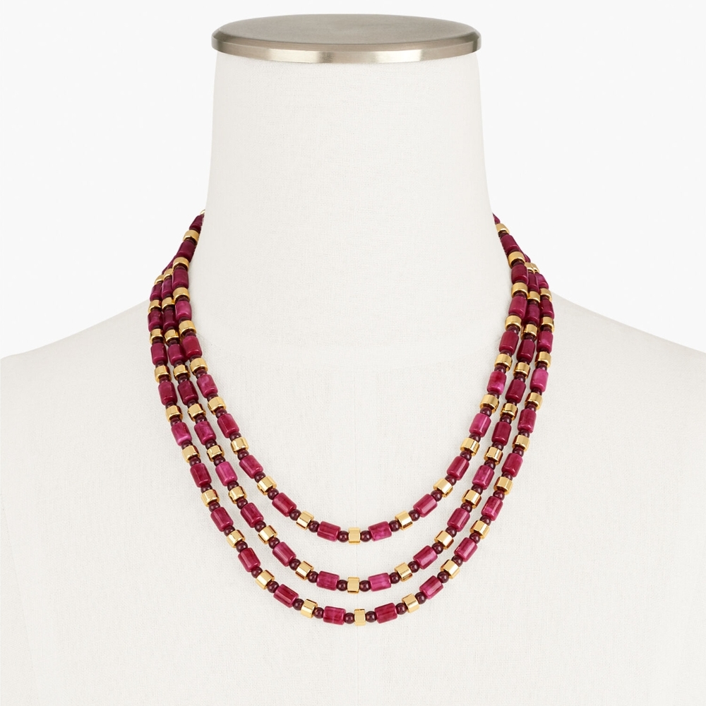 Elegant Multi-Strand Red and Gold Necklace